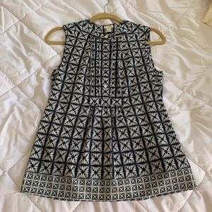 Tribal Print Sleeveless Popover Tuxedo Tunic